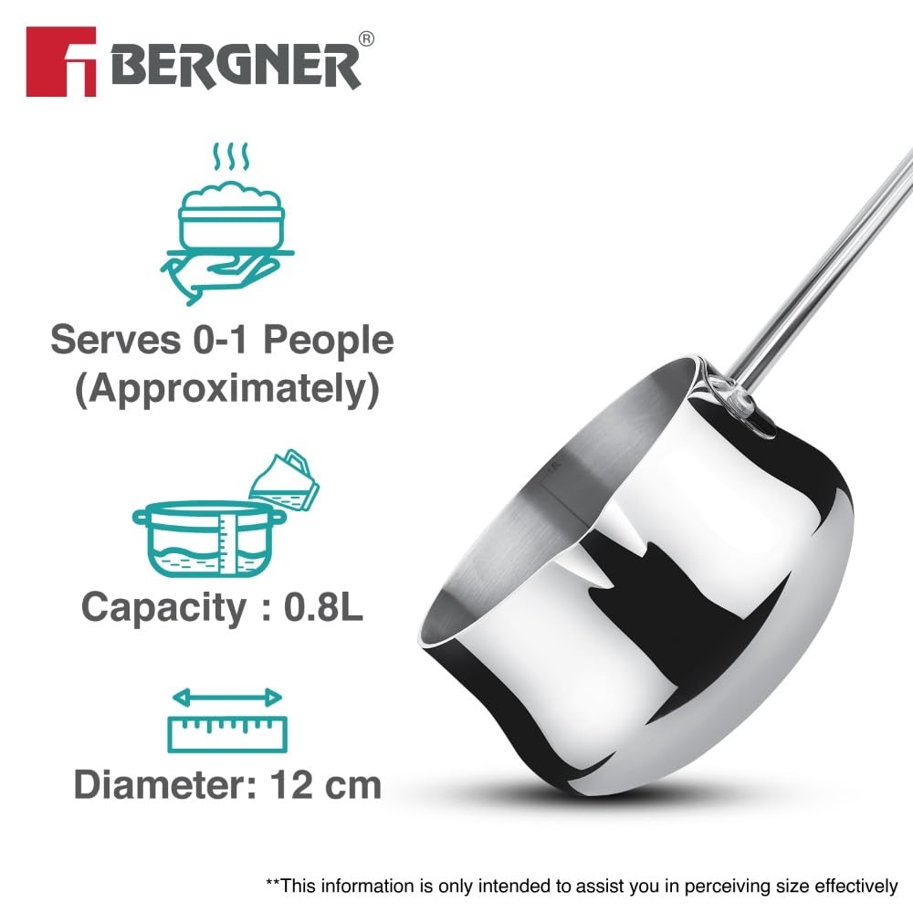 Bergner Essentials Balaji Tri-Ply Stainless Steel Coffee/Milk Warmer Pot 12cm 800 ml with deatures