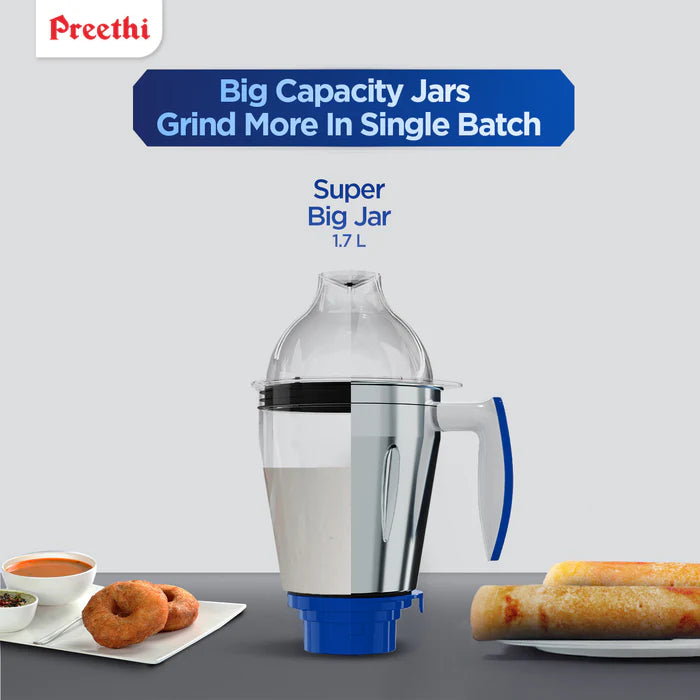 Preethi Blue Leaf Platinum mixer grinder featuring innovative grind n store jar for hassle-free kitchen tasks