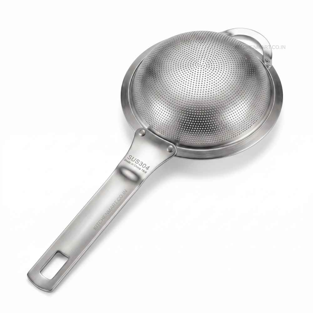 KitchenMart Shengya Stainless Steel Tea Strainer with Handle – SUS304 18/8 Steel (3 Sizes)
