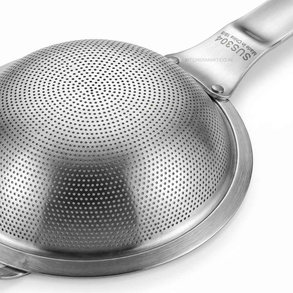 KitchenMart Shengya Stainless Steel Tea Strainer with Handle – SUS304 18/8 Steel (3 Sizes)