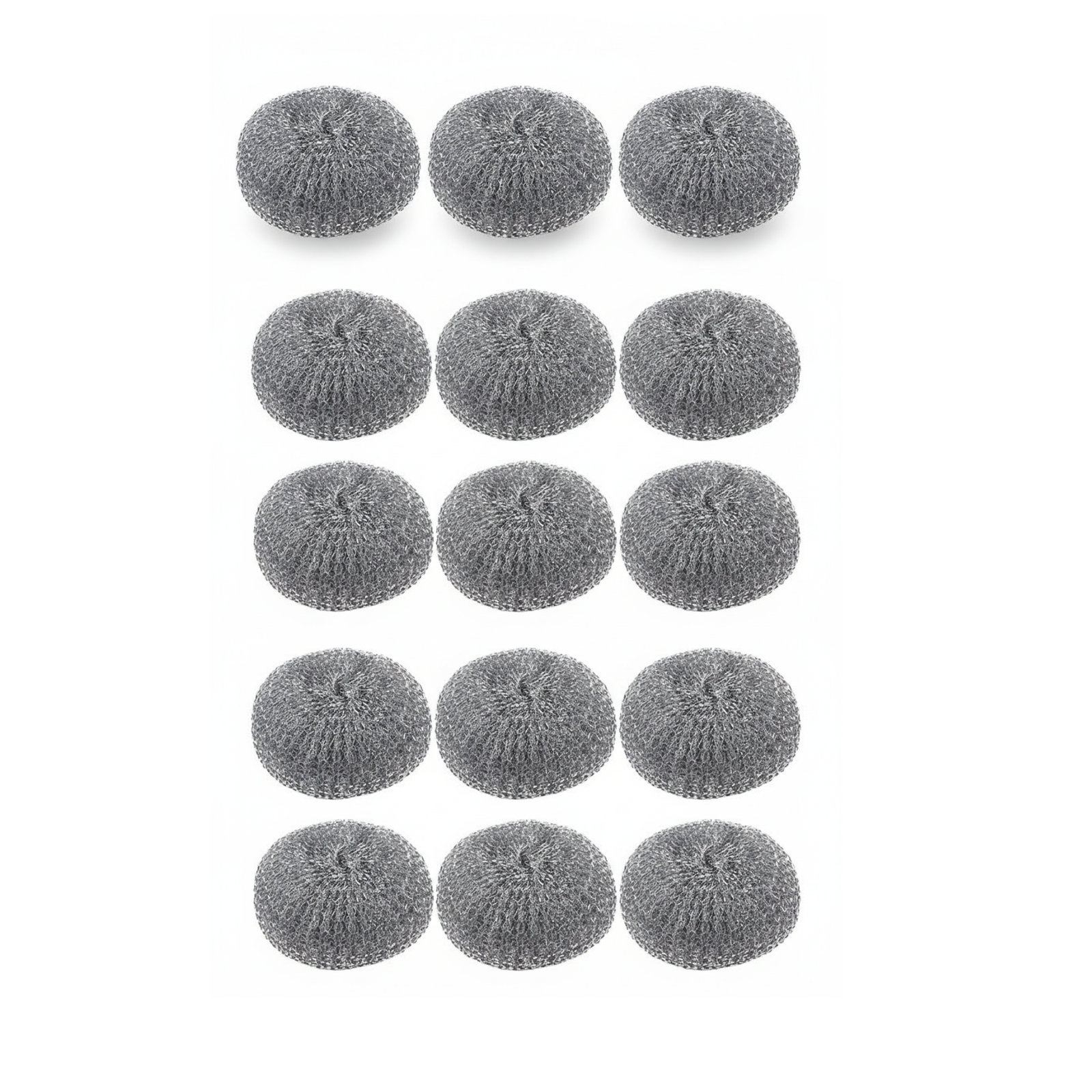 Set of gray scrubber pads arranged in a grid on a white background