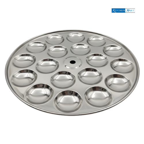 Kitchen Mart SS Deep Mini Idli Plate 18 Cavity - 3.4cm Diameter | Cooker Compatible
