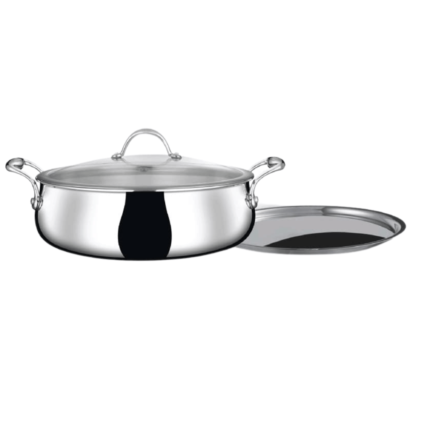 Stahl Triply Steel Biryani Handi with stainless steel and glass lids for optimal cooking performance.
