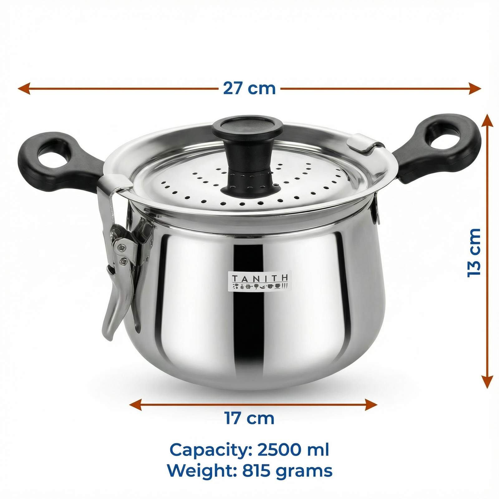 Stainless steel handi for cooking rice pulses and traditional Indian dishes
