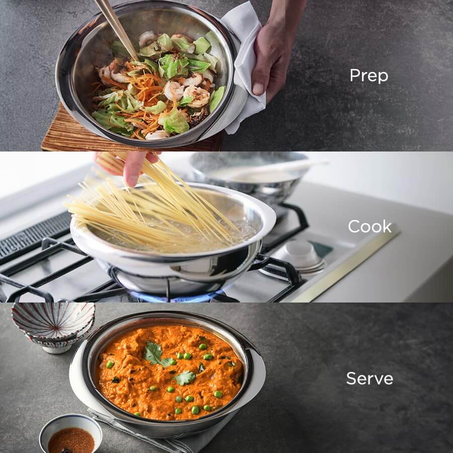 Meyer Trivantage Triply Stainless Steel Tasla Kadai - Nickel Free Deep Kadhai Without Handle for Gas & Induction