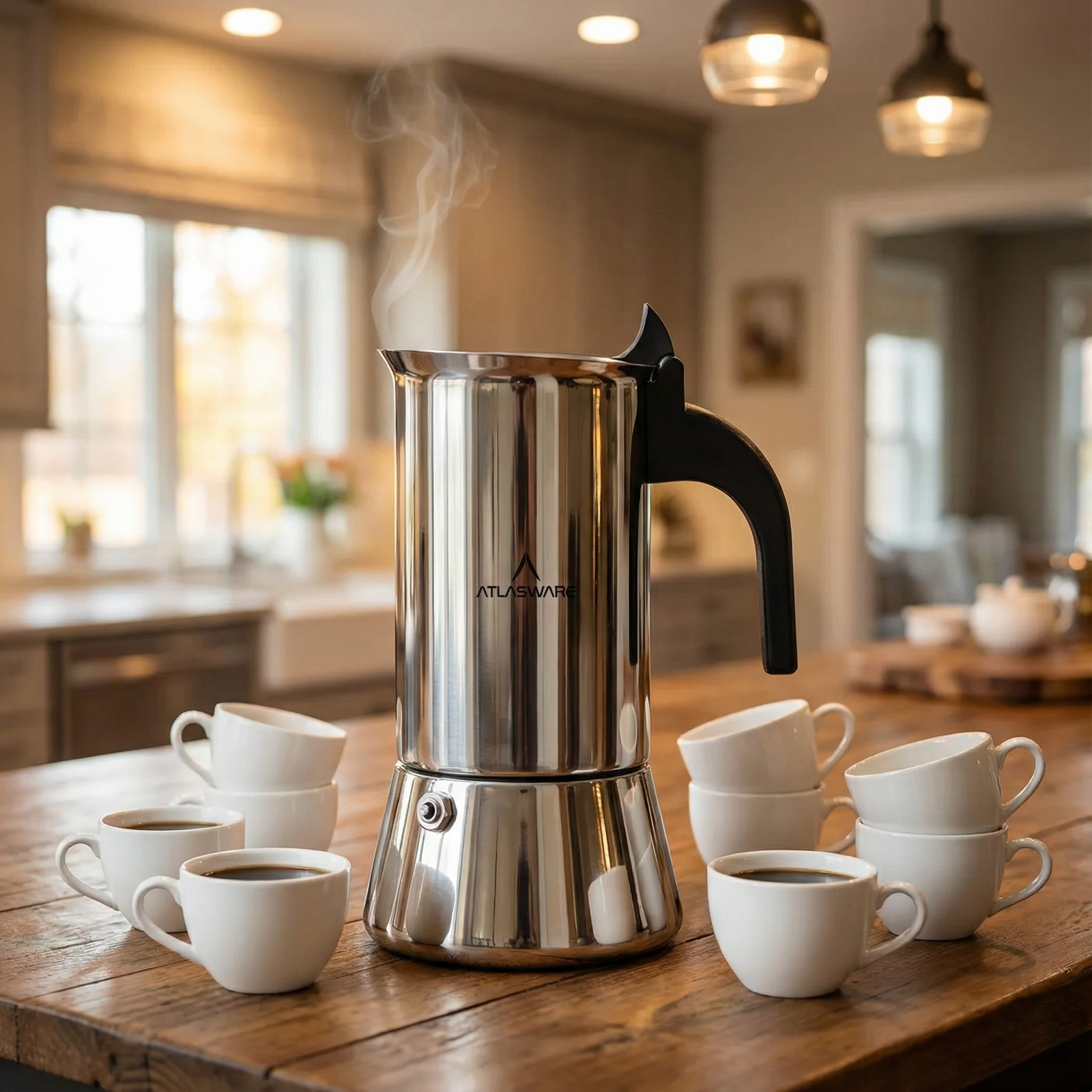 Atlasware Stainless Steel Coffee Maker Mocha Design