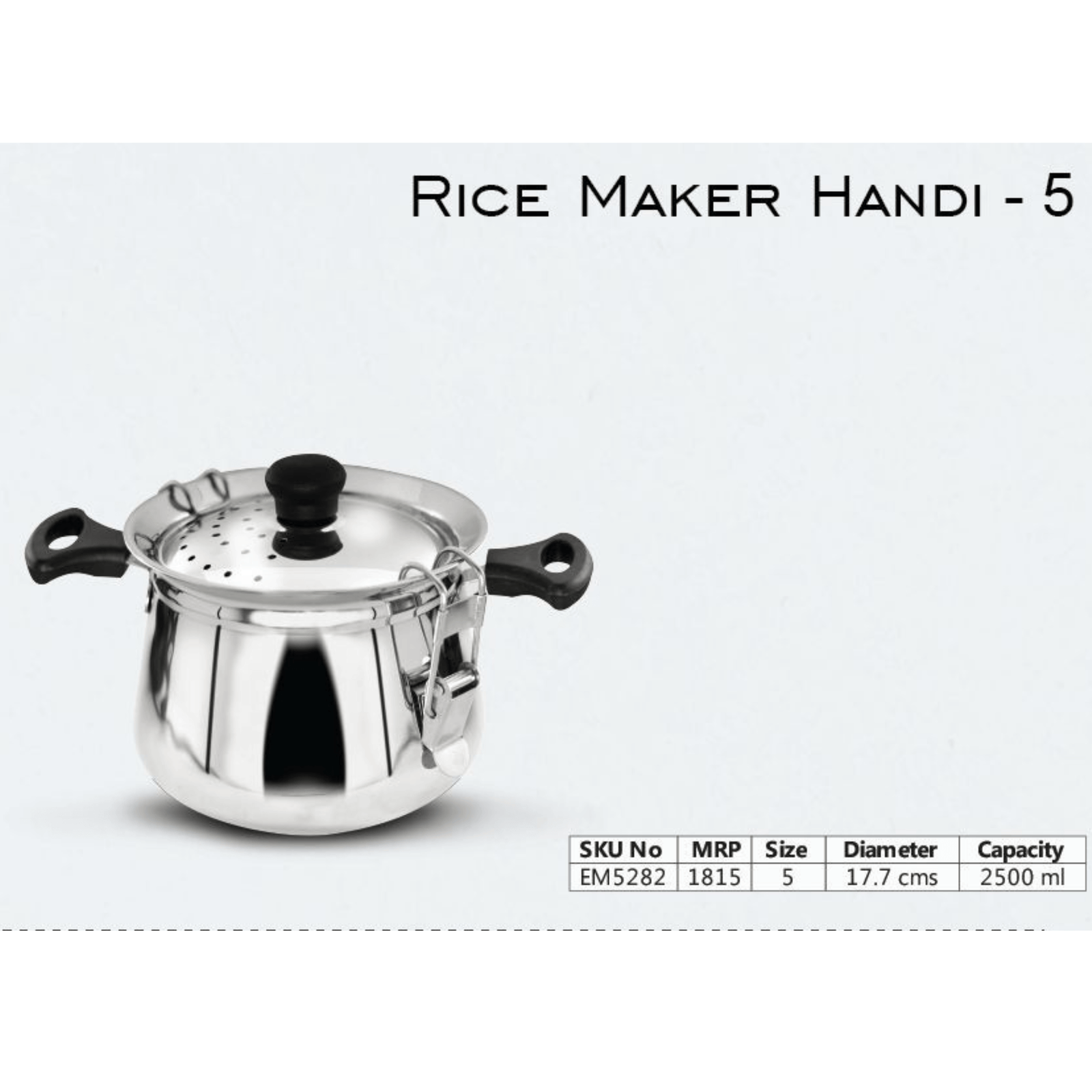 Kitchen Mart stainless steel rice maker handi, 2500 ml capacity, ergonomic heat-resistant handles, traditional design.