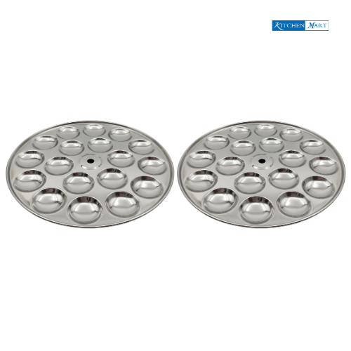 Kitchen Mart SS Deep Mini Idli Plate 18 Cavity - 3.4cm Diameter | Cooker Compatible