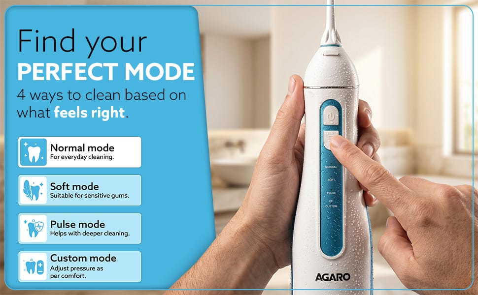 AGARO Ultra Plus water flosser 5 nozzle tips including orthodontic and tongue scraper