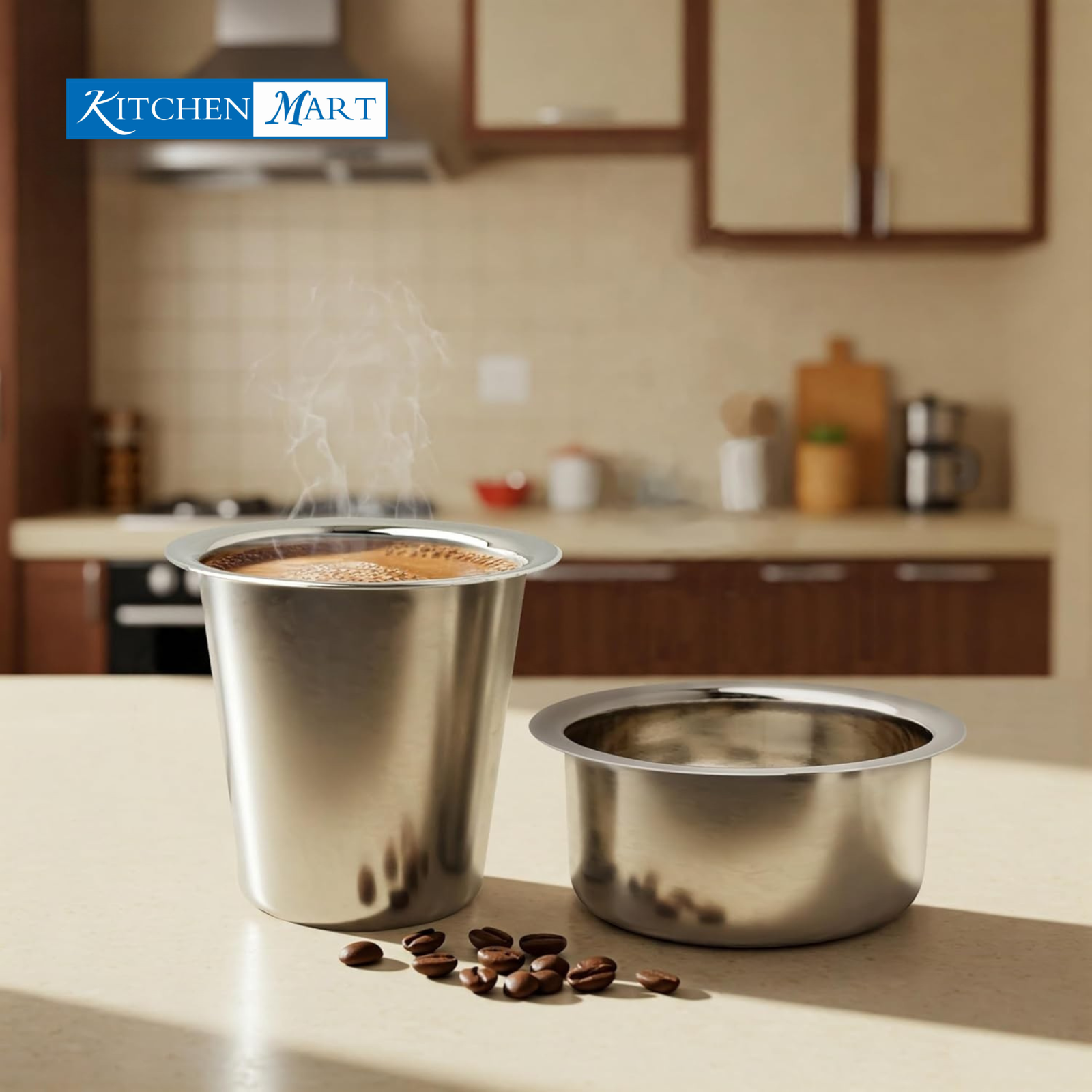 Kitchen Mart Stainless Steel Steel Coffee Tumbler with Dabra Set