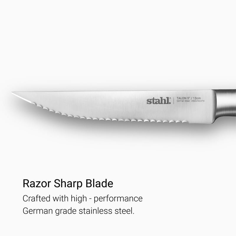 Stahl Talon 13 cm tomato knife serrated blade close up showing saw tooth edge