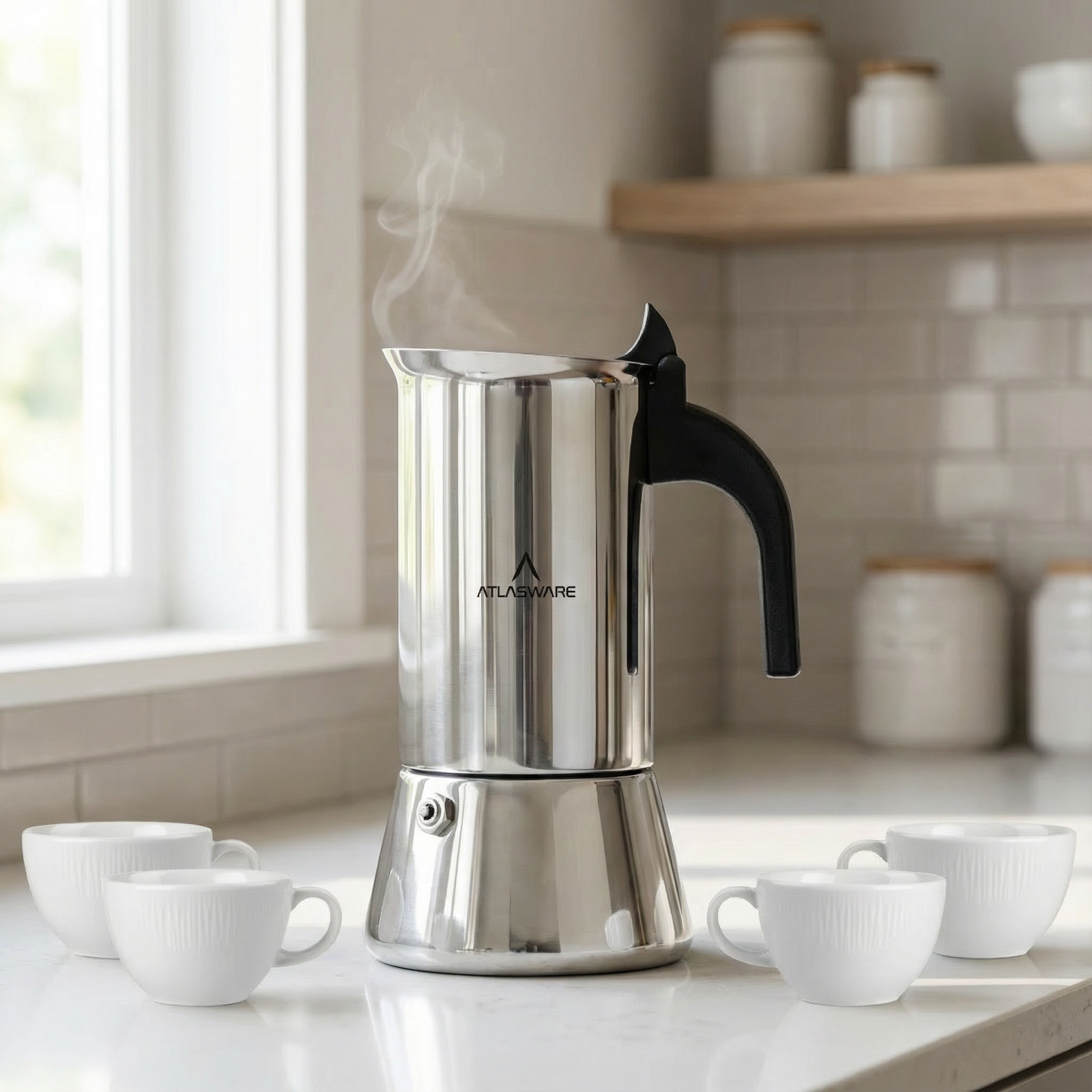 Atlasware Stainless Steel Coffee Maker Mocha Design