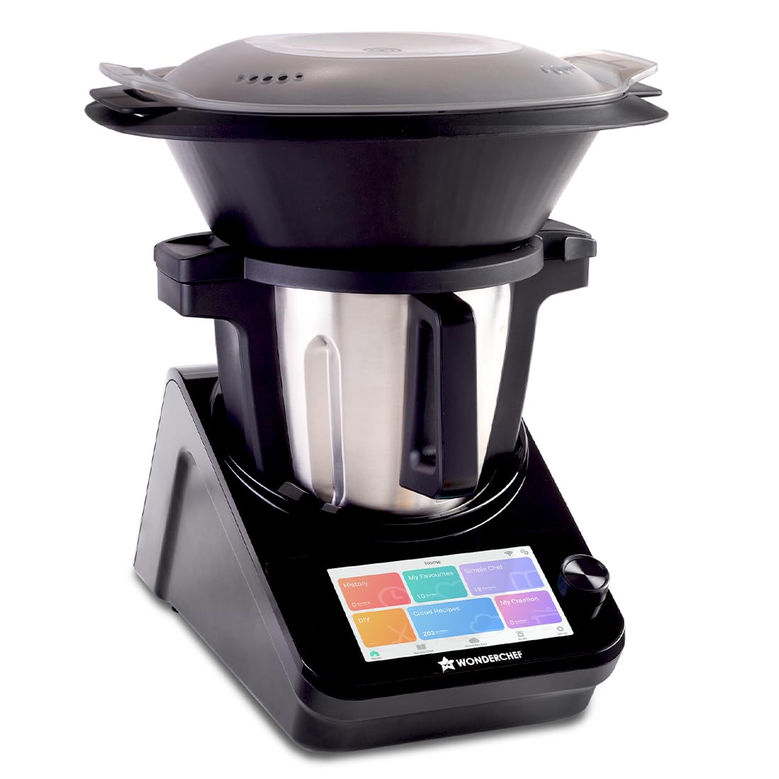 WonderChef Chef Magic K7– All-in-One Automatic Smart Cooking Appliance | 4.7L Stainless Steel | IoT-Enabled with Mobile Sync | Auto-Stir & Auto-Clean | 1800W