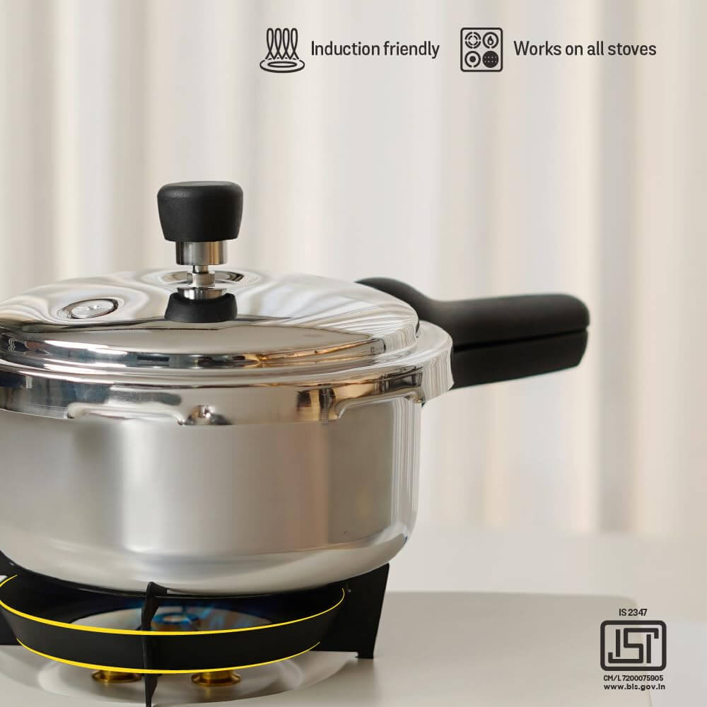 Meyer Presta Triply Pressure Cooker - Outer Lid Gas & Induction Compatible ISI Certified 5-Year Warranty