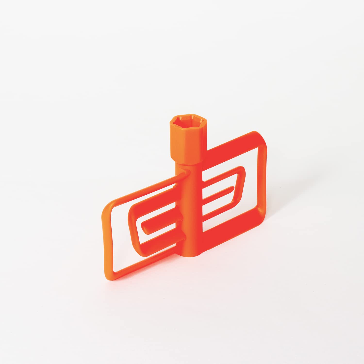 Orange kitchen tool for easy mixing and stirring, featuring a unique design for enhanced functionality.