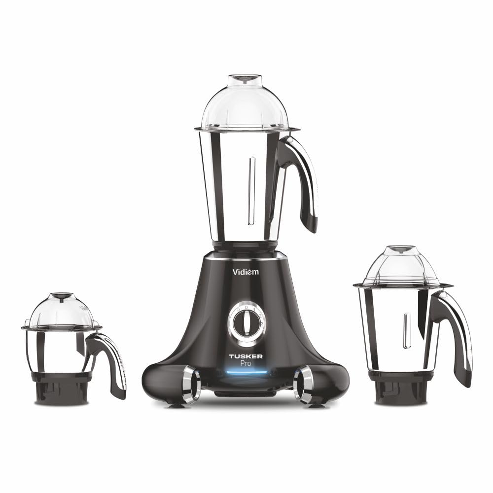 Vidiem Mixer Grinder Tusker Pro 3J | 645A | 1000W | 3 Leakproof Self-Locking Jars | 5-Year Warranty