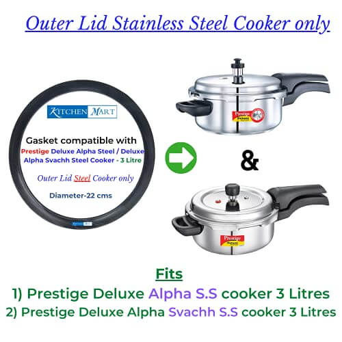 Kitchen Mart Gasket for Prestige Deluxe Alpha/Alpha Svachh Steel Pressure Cooker (3L)