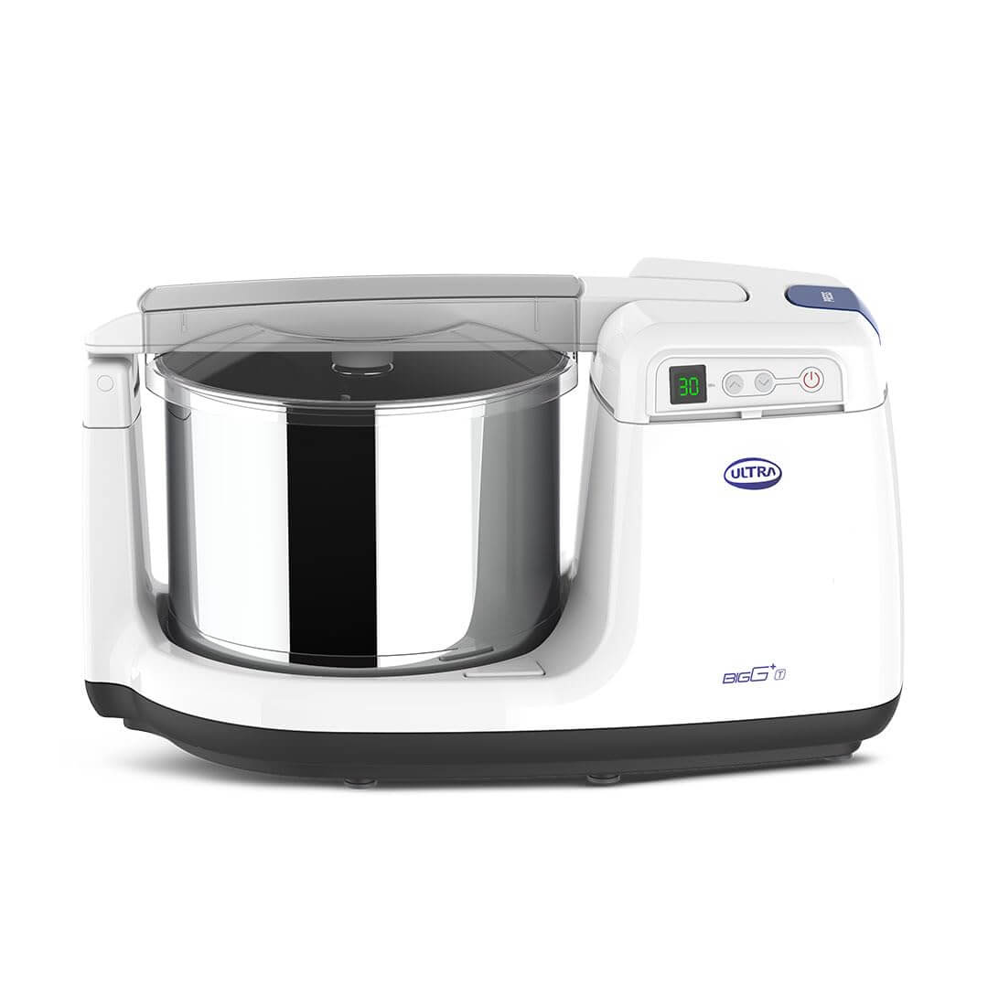 Ultra BIGG+ Timer 2.5L Wet Grinder with digital timer and patented conical stones in white color.