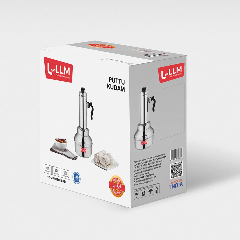 LLM Stainless Steel Puttu Maker with Steamer Plate & Steel Stick, 1.5 Ltr