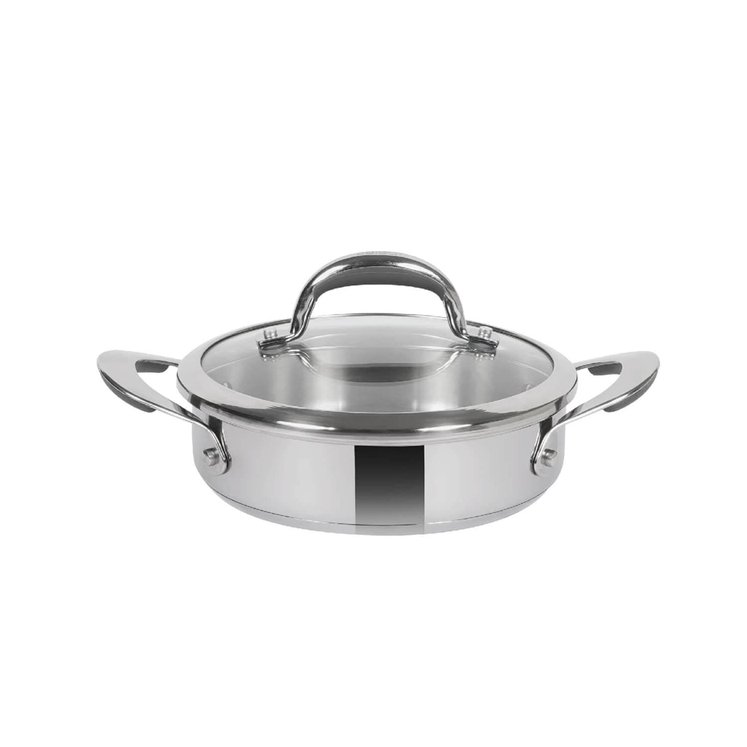 Meyer Select Nickel-Free Stainless Steel Sauteuse with Glass Lid | Triply Base Steel Pan | Gas & Induction Compatible | Dishwasher Safe