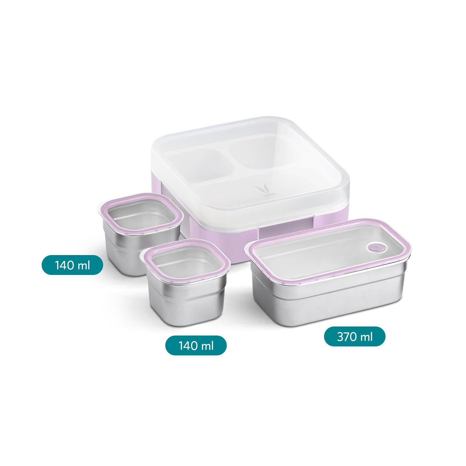 VAYA TYDBYT Stainless Steel Bento Lunch Box with 3 Leakproof Compartments – Perfect for Kids, Office & School