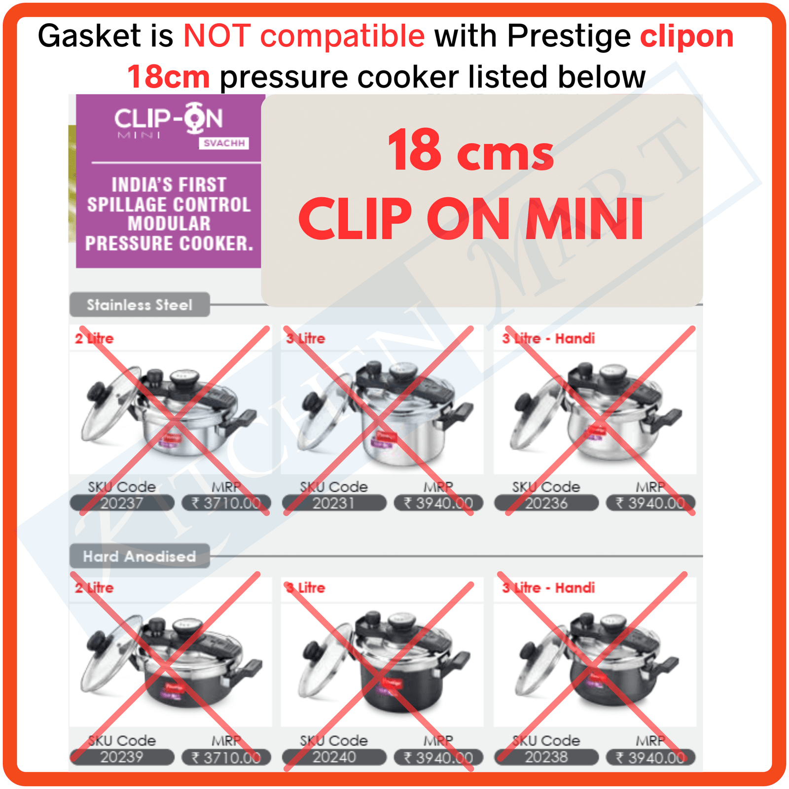 Prestige Gasket Replacement Seal Ring for 22cm Clipon Pressure Cookers