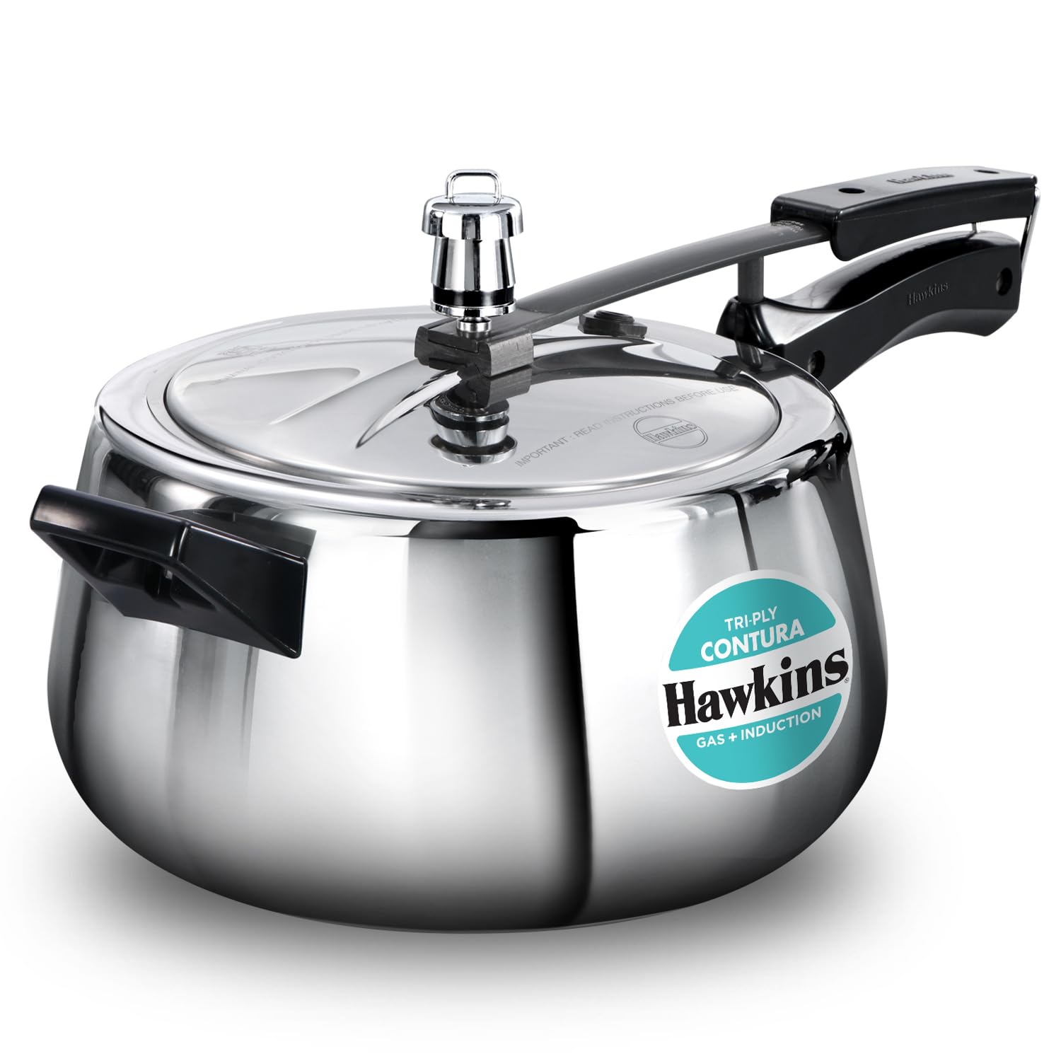 Hawkins 5 Litre Triply Contura Pressure Cooker – 3 mm Tri-Ply Stainless Steel, Gas & Induction (SSTCO50)