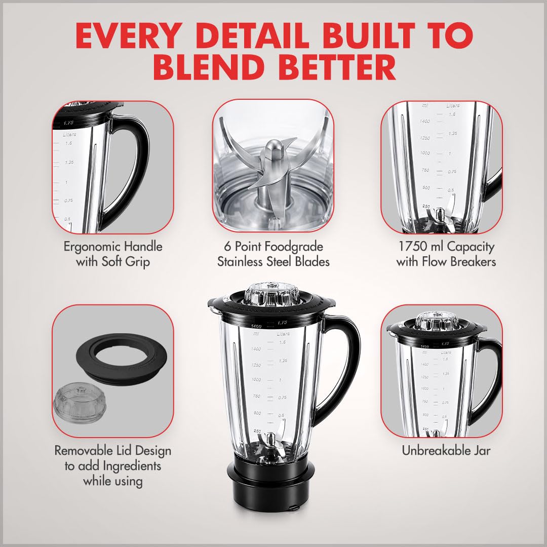Sujata Original Plastic Juicer Jar 1750ml - Compatible with 900W Models Only