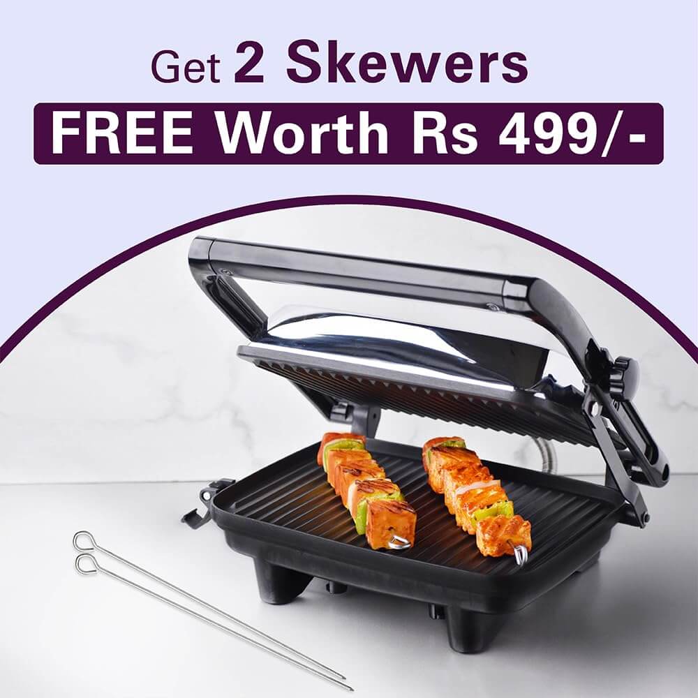 Hamilton Beach panini press with cool-touch handle and indicator lights for safe cooking