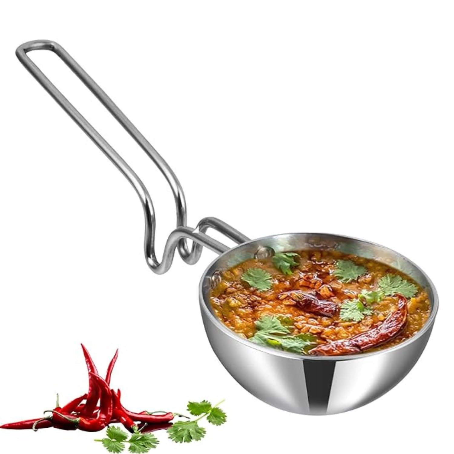 Vinod Platinum Triply Stainless Steel Tadka Pan Large - 300 ml, 11 cm | Balance Design Handle | Vagar Pan | Baghar Pan| Chounk Pan | Flame Safe| 5 Year Warranty - Silver