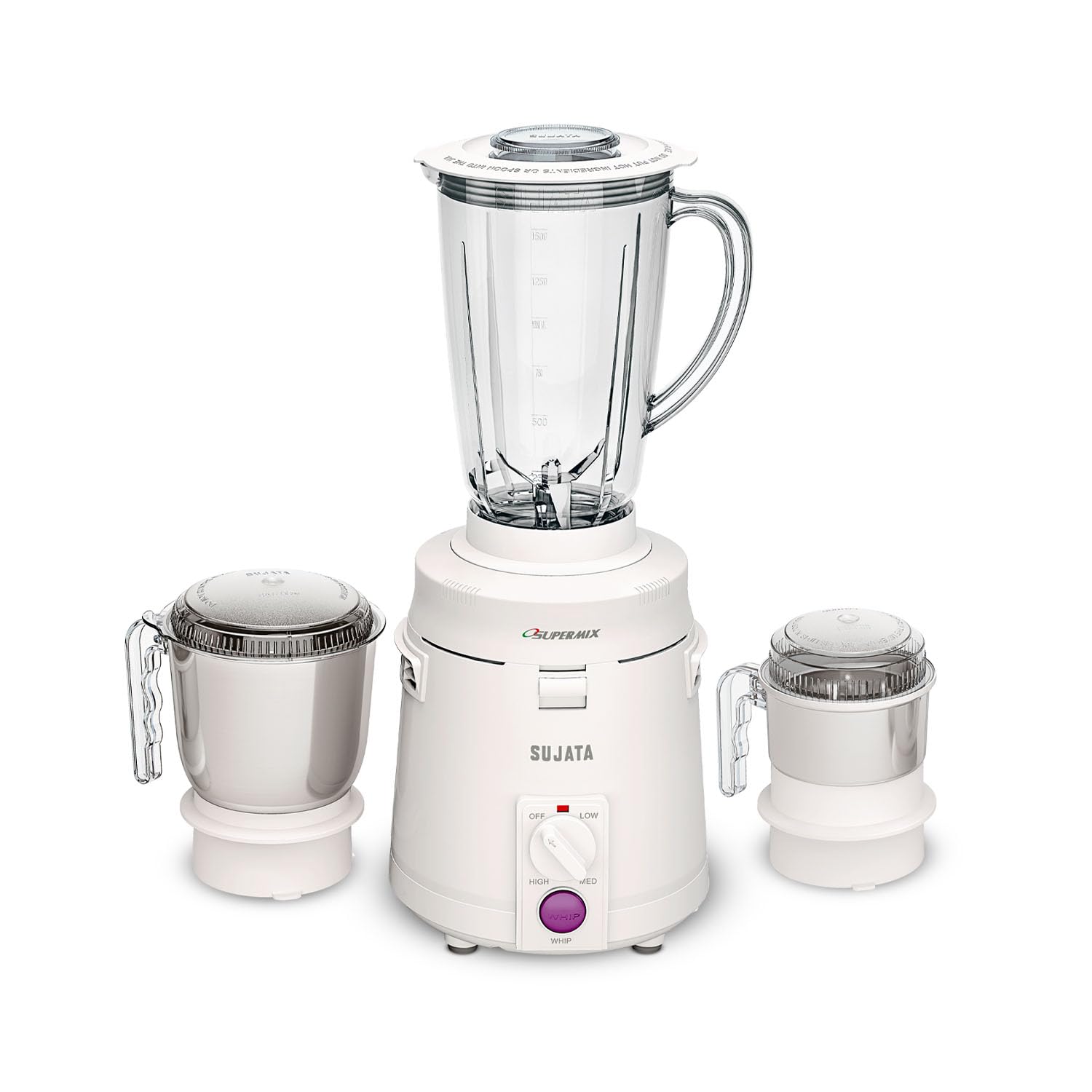 Sujata Supermix 900 Watts Mixer Grinder with three versatile jars.