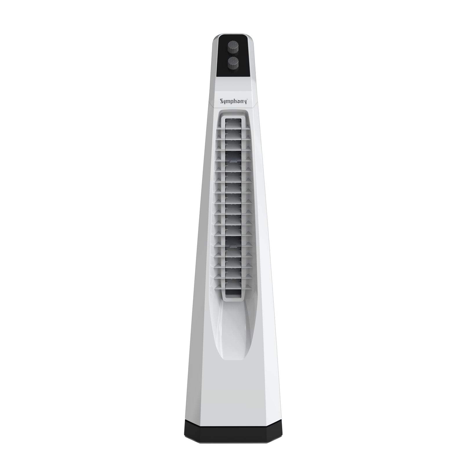 Symphony Surround Jr Bladeless Tower Fan with 20ft air throw and swivel action for 360-degree cooling