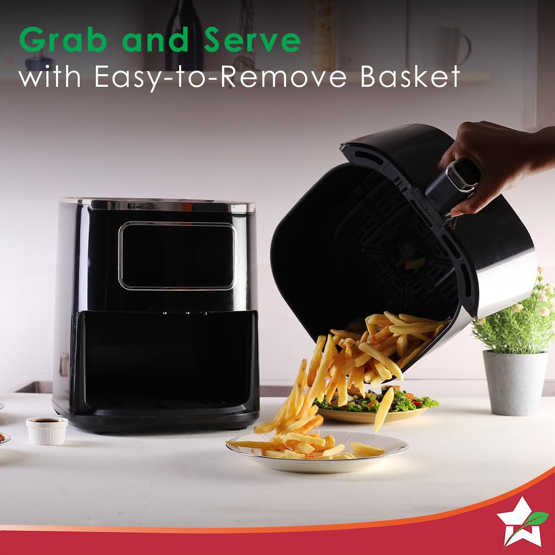 Wonderchef Platinum Digital Air Fryer - 5L, Rapid Air Technology, Chrome Finish