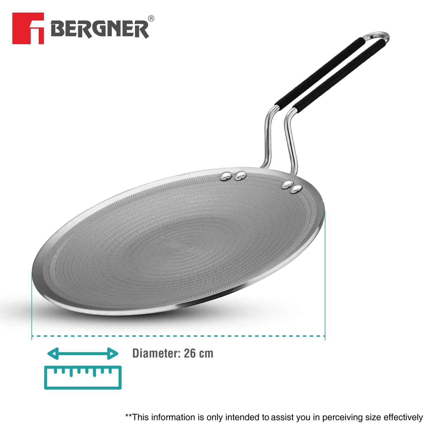 26cm BERGNER Hi-Tech Giro Ceramic Coated Tawa for roti making showing non-stick surface