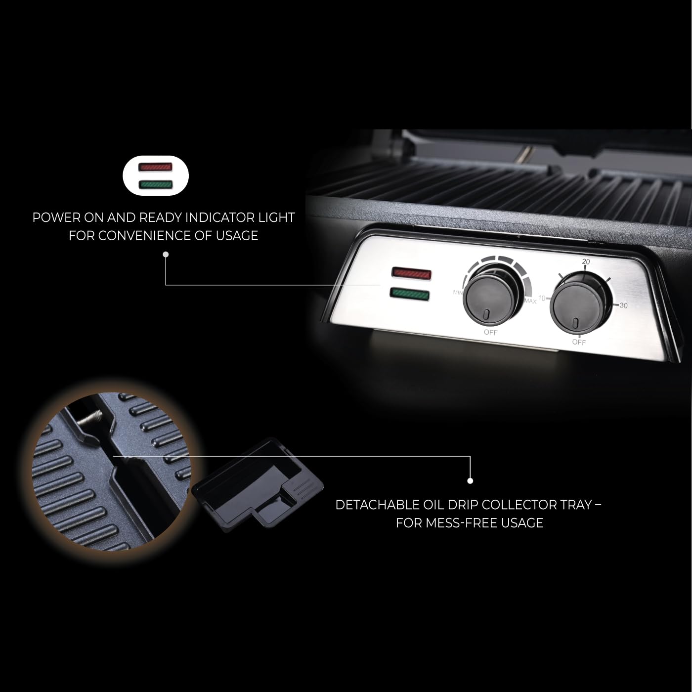 USHA 4 slice sandwich grill showing flat bed cooking surface