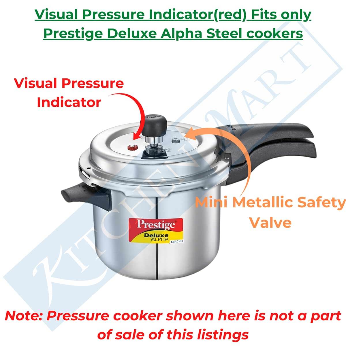 Kitchen Mart Replacement safety valve compatible with Prestige Pressure cooker/Mini Safety plug with visual pressure indicator (Deluxe Steel Alpha Cookers(Red))