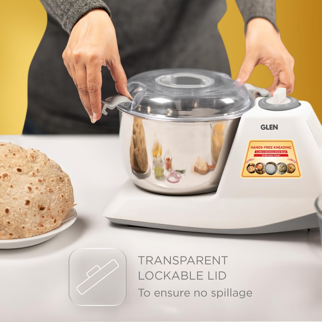Glen SA-3032DM dough kneader kneading chapati atta in steel bowl
