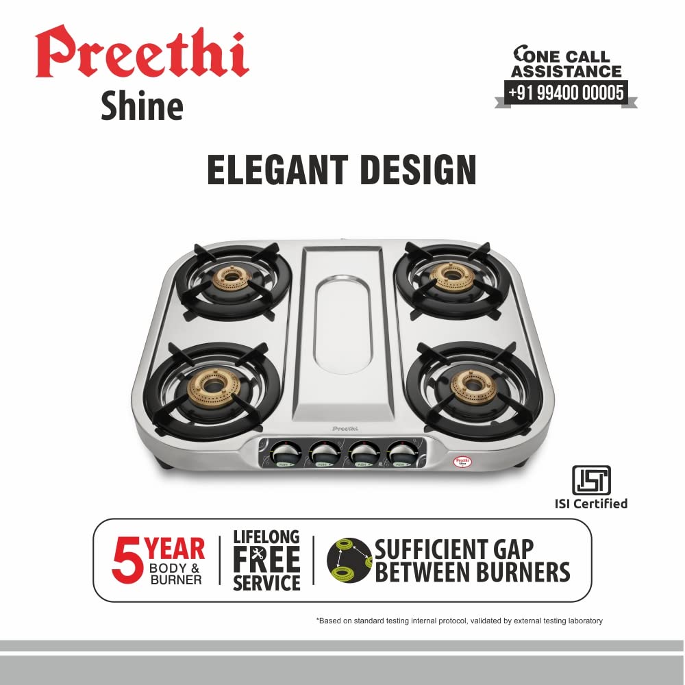 Preethi SS Gas Stove 4 Burner Gas Stove