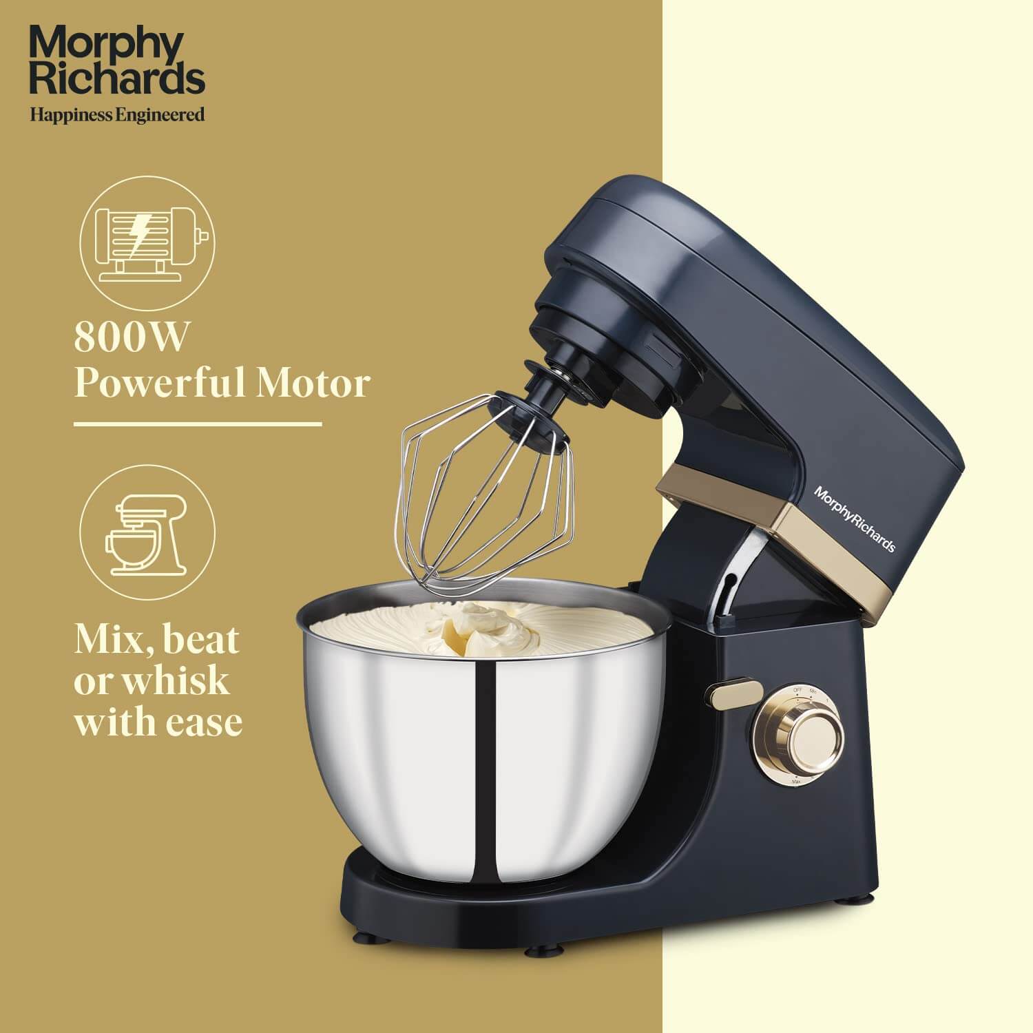 Morphy Richards Melange 800W Stand Mixer | Multi-Purpose Functionality | 8-Speed Levels