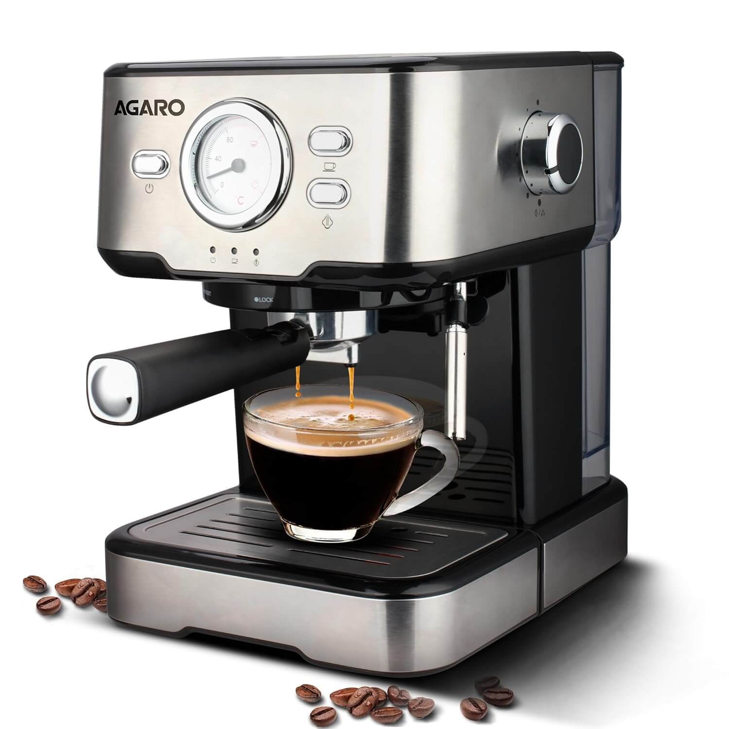 AGARO Imperial Espresso Coffee Maker with professional milk frothing wand and dual temperature control