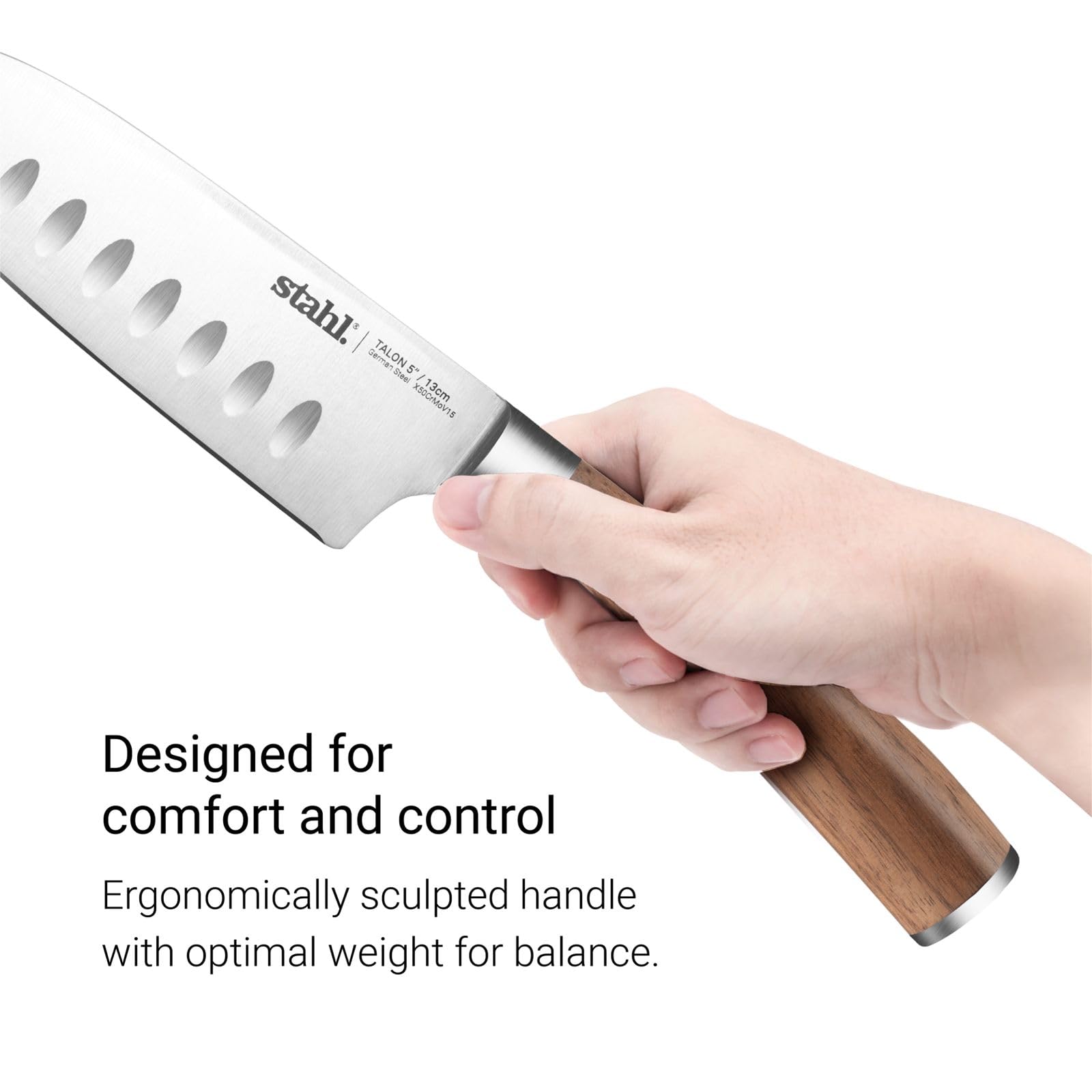 Stahl Talon Series Santoku Knife, Walnutwood Handle, 5 Inches / 13 cm