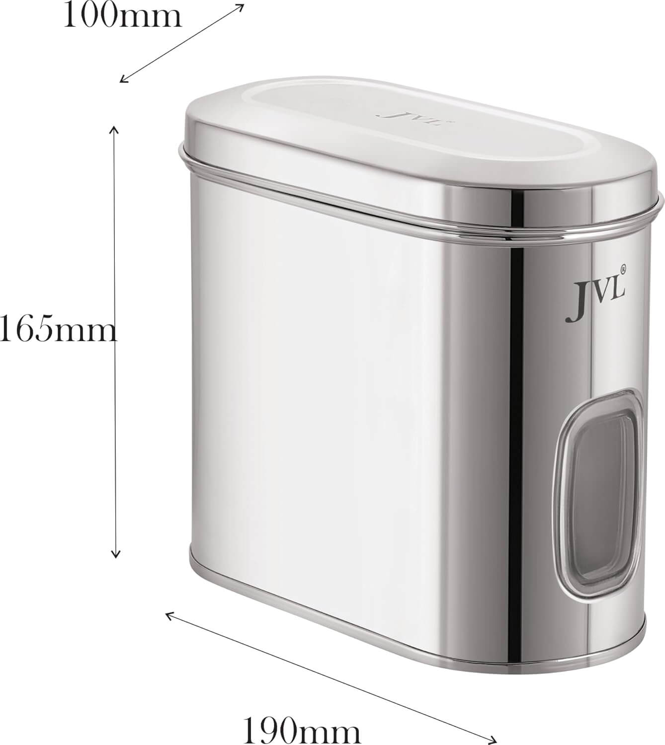 JVL Stainless Steel Kitchen Galaxy Window Storage Canister – Capsule Shape