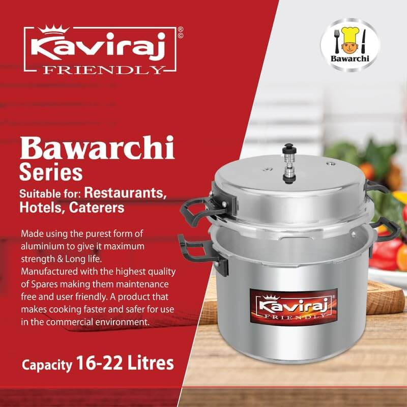 Heavy-duty 30L aluminium pressure cooker for restaurant and bulk cooking use