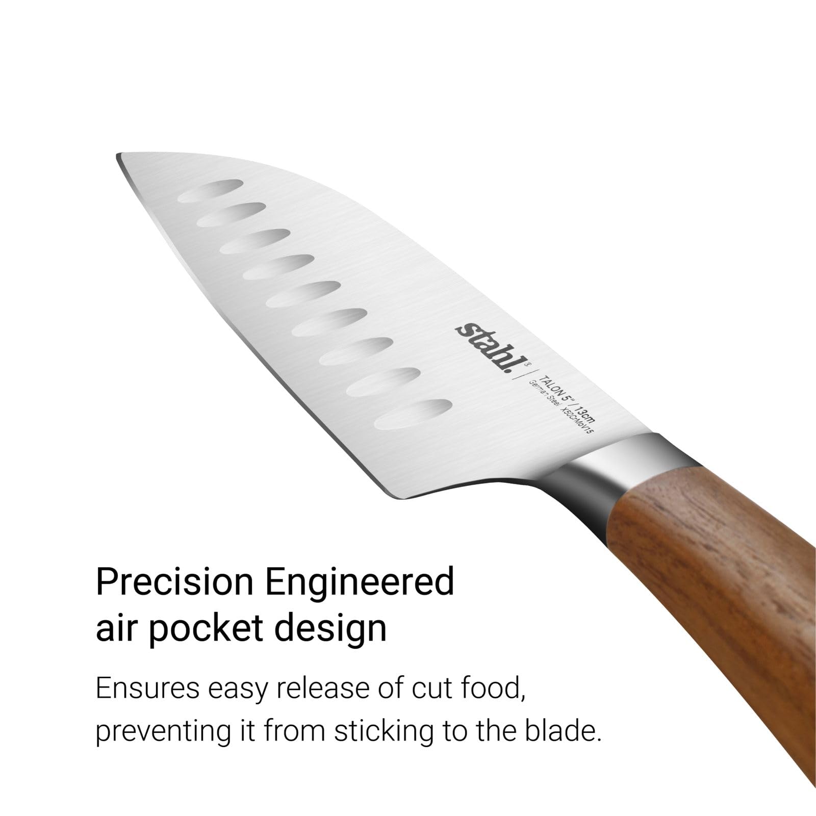 Stahl Talon Series Santoku Knife, Walnutwood Handle, 5 Inches / 13 cm