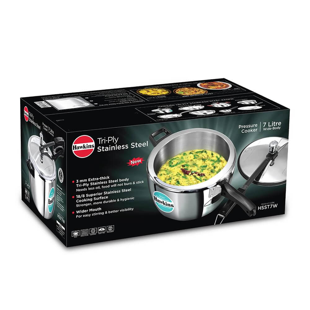 Hawkins Triply Stainless Steel Pressure Cooker - Inner Lid, Induction Compatible with 3mm Extra-Thick Base