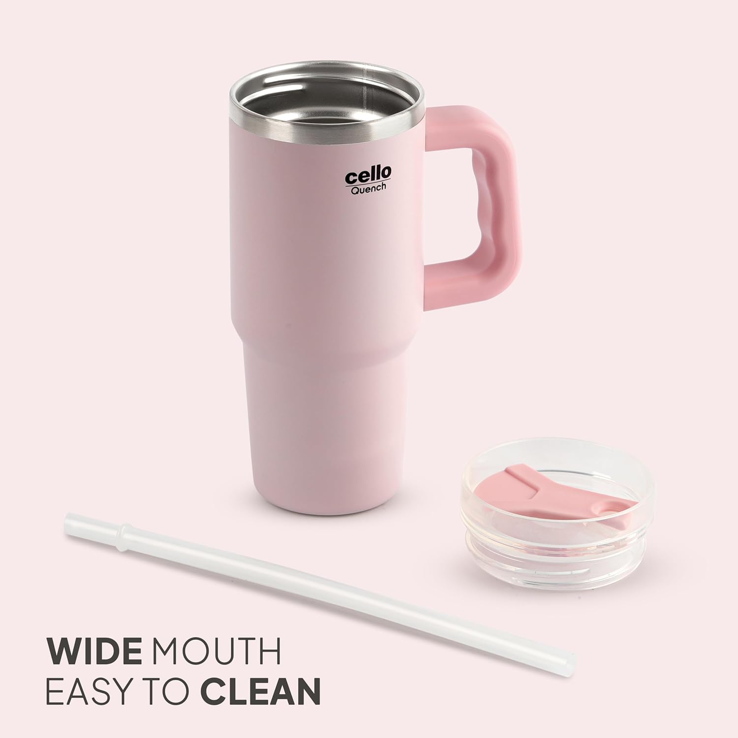Cello Quench Insulated Stainless Steel Tumbler 550ml with Straw & Handle