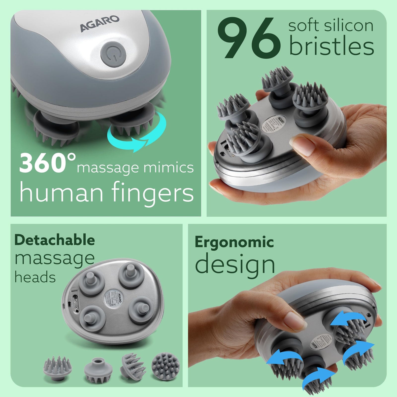 AGARO SM3675 head massager 3 automatic speed modes regular fast pulsating one button operation