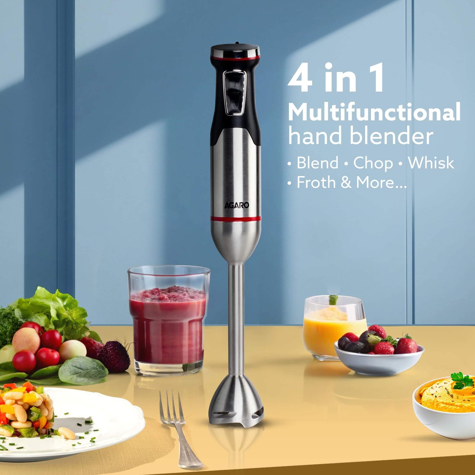 AGARO Royal 1500W Hand Blender Set with chopper and whisker