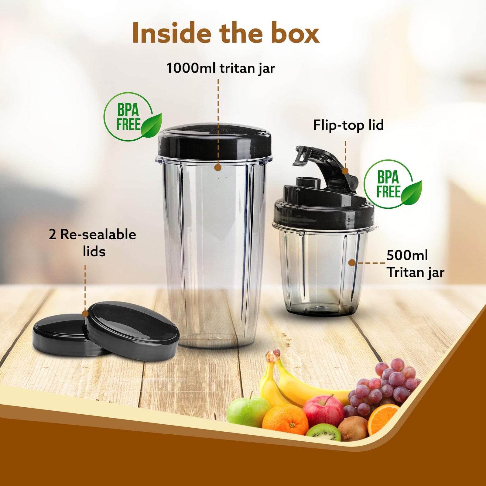 AGARO Marvel Nutri Blender, 1000W, 2 BPA-Free Tritan Jars
