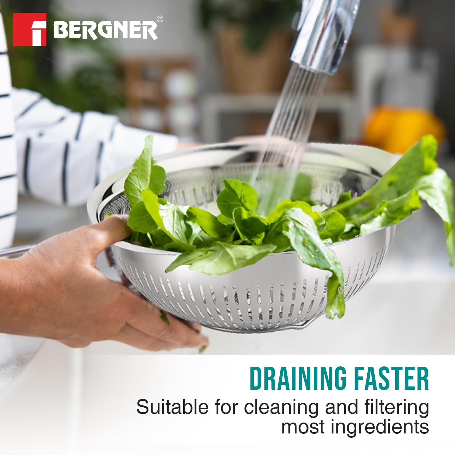 BERGNER 26cm 2-in-1 Stainless Steel Colander Bowl 3.6L